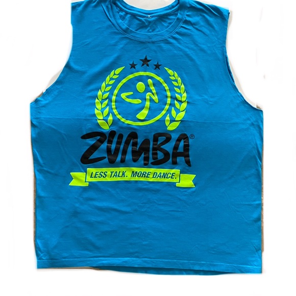 Zumba Fitness unisex TURQUOISE muscle tee size XXL tank top - Picture 3 of 5